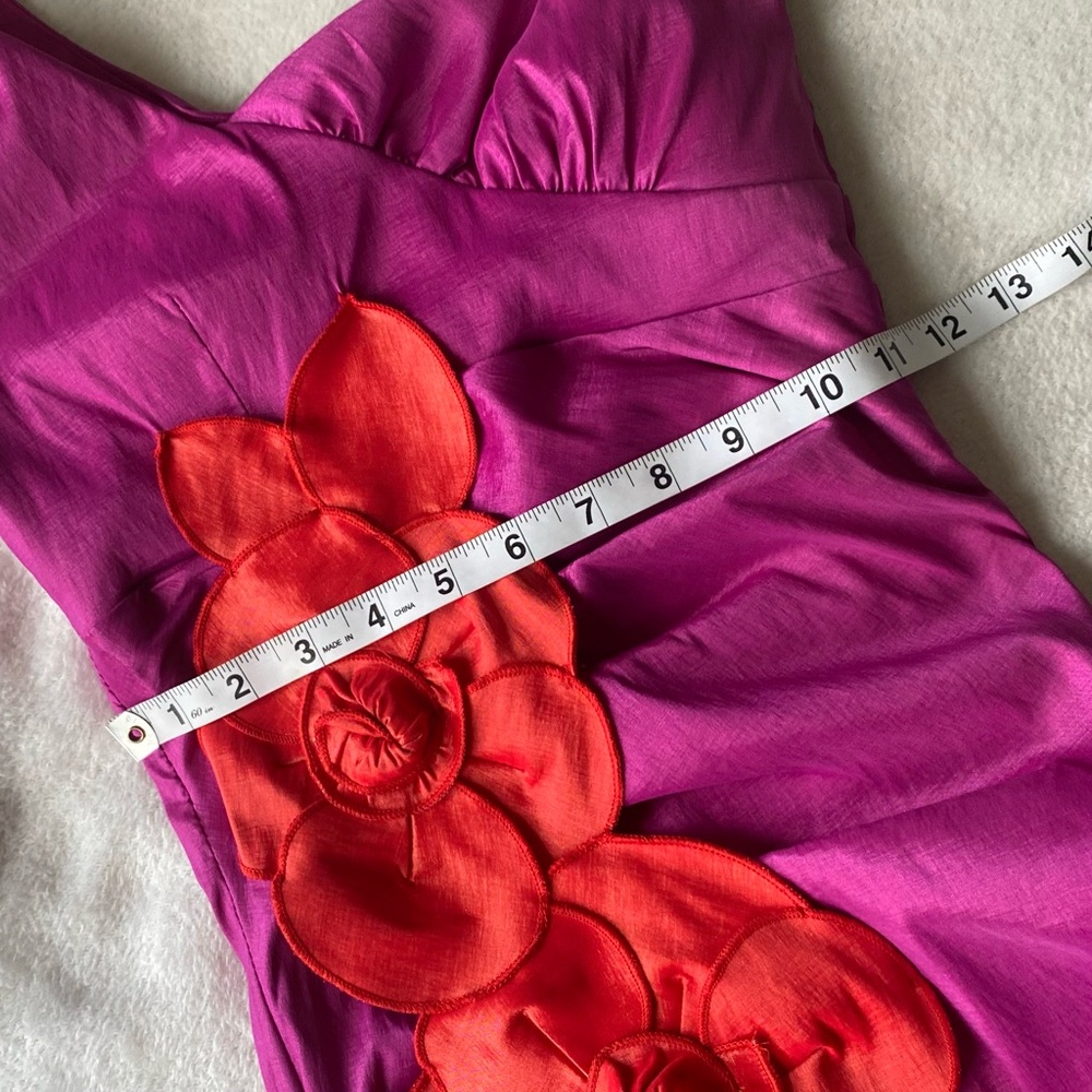 Sequin Hearts 💞 one shoulder fuscia and red floral appliqué bodycon sheath dress - Picture 10 of 12